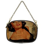 Vintage Newspaper Print Pin Up Girl Paris Eiffel Tower Chain Purse (One Side) Front