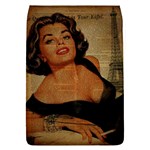 Vintage Newspaper Print Pin Up Girl Paris Eiffel Tower Removable Flap Cover (Large) Front