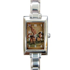 Vintage Newspaper Print Sexy Hot Pin Up Girl Paris Eiffel Tower Rectangular Italian Charm Watch by chicelegantboutique