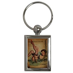 Vintage Newspaper Print Sexy Hot Pin Up Girl Paris Eiffel Tower Key Chain (rectangle) by chicelegantboutique