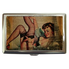 Vintage Newspaper Print Sexy Hot Pin Up Girl Paris Eiffel Tower Cigarette Money Case by chicelegantboutique