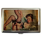 Vintage Newspaper Print Sexy Hot Pin Up Girl Paris Eiffel Tower Cigarette Money Case Front