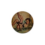 Vintage Newspaper Print Sexy Hot Pin Up Girl Paris Eiffel Tower Golf Ball Marker 4 Pack Front