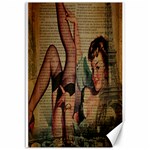 Vintage Newspaper Print Sexy Hot Pin Up Girl Paris Eiffel Tower Canvas 12  x 18  (Unframed) 11.88 x17.36  Canvas - 1