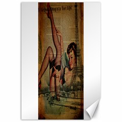 Vintage Newspaper Print Sexy Hot Pin Up Girl Paris Eiffel Tower Canvas 20  X 30  (unframed)