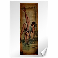 Vintage Newspaper Print Sexy Hot Pin Up Girl Paris Eiffel Tower Canvas 24  X 36  (unframed) by chicelegantboutique