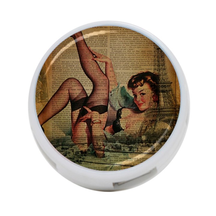 Vintage Newspaper Print Sexy Hot Pin Up Girl Paris Eiffel Tower 4-Port USB Hub (One Side)