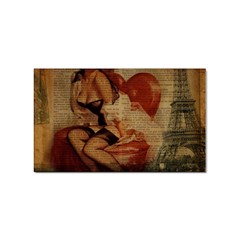 Vintage Newspaper Print Sexy Hot Gil Elvgren Pin Up Girl Paris Eiffel Tower Sticker (rectangle) by chicelegantboutique