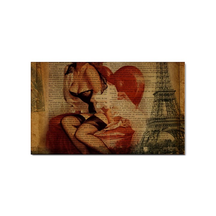 Vintage Newspaper Print Sexy Hot Gil Elvgren Pin Up Girl Paris Eiffel Tower Sticker 100 Pack (Rectangle)