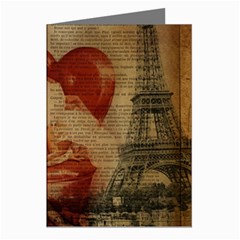 Vintage Newspaper Print Sexy Hot Gil Elvgren Pin Up Girl Paris Eiffel Tower Greeting Card (8 Pack) by chicelegantboutique