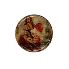 Vintage Newspaper Print Sexy Hot Gil Elvgren Pin Up Girl Paris Eiffel Tower Golf Ball Marker 4 Pack (for Hat Clip) by chicelegantboutique