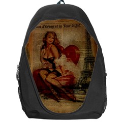 Vintage Newspaper Print Sexy Hot Gil Elvgren Pin Up Girl Paris Eiffel Tower Backpack Bag by chicelegantboutique