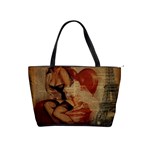 Vintage Newspaper Print Sexy Hot Gil Elvgren Pin Up Girl Paris Eiffel Tower Large Shoulder Bag Front