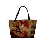 Vintage Newspaper Print Sexy Hot Gil Elvgren Pin Up Girl Paris Eiffel Tower Large Shoulder Bag Back