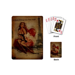 Vintage Newspaper Print Sexy Hot Gil Elvgren Pin Up Girl Paris Eiffel Tower Playing Cards (mini)