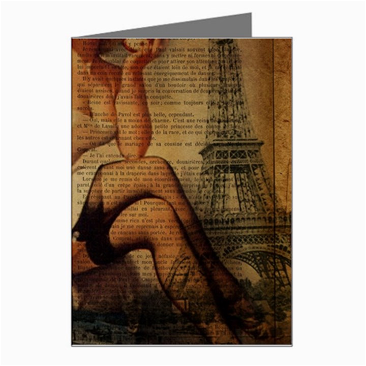 Vintage Newspaper Print Sexy Hot Gil Elvgren Pin Up Girl Paris Eiffel Tower Greeting Card