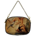 Vintage Newspaper Print Sexy Hot Gil Elvgren Pin Up Girl Paris Eiffel Tower Chain Purse (Two Sided)  Front