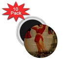 Vintage Newspaper Print Sexy Hot Gil Elvgren Pin Up Girl Paris Eiffel Tower Western Country Naughty  1.75  Button Magnet (10 pack) Front