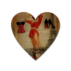 Vintage Newspaper Print Sexy Hot Gil Elvgren Pin Up Girl Paris Eiffel Tower Western Country Naughty  Magnet (heart) by chicelegantboutique