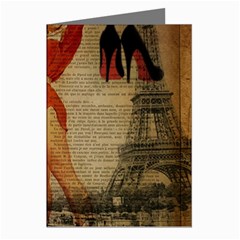 Vintage Newspaper Print Sexy Hot Gil Elvgren Pin Up Girl Paris Eiffel Tower Western Country Naughty  Greeting Card (8 Pack)