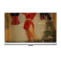 Vintage Newspaper Print Sexy Hot Gil Elvgren Pin Up Girl Paris Eiffel Tower Western Country Naughty  Business Card Holder by chicelegantboutique