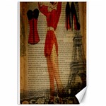 Vintage Newspaper Print Sexy Hot Gil Elvgren Pin Up Girl Paris Eiffel Tower Western Country Naughty  Canvas 12  x 18  (Unframed) 11.88 x17.36  Canvas - 1