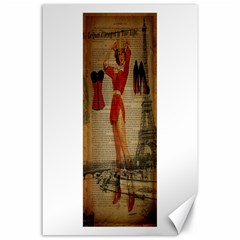 Vintage Newspaper Print Sexy Hot Gil Elvgren Pin Up Girl Paris Eiffel Tower Western Country Naughty  Canvas 24  X 36  (unframed) by chicelegantboutique