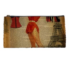 Vintage Newspaper Print Sexy Hot Gil Elvgren Pin Up Girl Paris Eiffel Tower Western Country Naughty  Pencil Case by chicelegantboutique