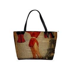 Vintage Newspaper Print Sexy Hot Gil Elvgren Pin Up Girl Paris Eiffel Tower Western Country Naughty  Large Shoulder Bag by chicelegantboutique