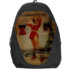 Vintage Newspaper Print Sexy Hot Gil Elvgren Pin Up Girl Paris Eiffel Tower Western Country Naughty  Backpack Bag by chicelegantboutique