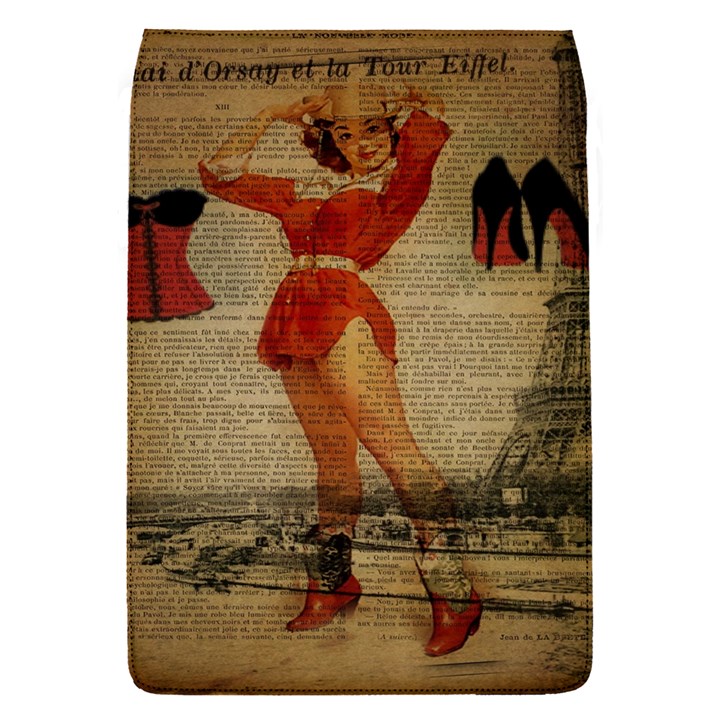 Vintage Newspaper Print Sexy Hot Gil Elvgren Pin Up Girl Paris Eiffel Tower Western Country Naughty  Removable Flap Cover (Small)