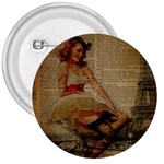 Cute Sweet Sailor Dress Vintage Newspaper Print Sexy Hot Gil Elvgren Pin Up Girl Paris Eiffel Tower 3  Button Front