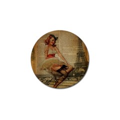 Cute Sweet Sailor Dress Vintage Newspaper Print Sexy Hot Gil Elvgren Pin Up Girl Paris Eiffel Tower Golf Ball Marker 4 Pack