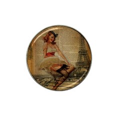 Cute Sweet Sailor Dress Vintage Newspaper Print Sexy Hot Gil Elvgren Pin Up Girl Paris Eiffel Tower Golf Ball Marker (for Hat Clip) by chicelegantboutique