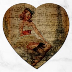 Cute Sweet Sailor Dress Vintage Newspaper Print Sexy Hot Gil Elvgren Pin Up Girl Paris Eiffel Tower Jigsaw Puzzle (Heart)