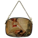 Cute Sweet Sailor Dress Vintage Newspaper Print Sexy Hot Gil Elvgren Pin Up Girl Paris Eiffel Tower Chain Purse (Two Sided)  Front