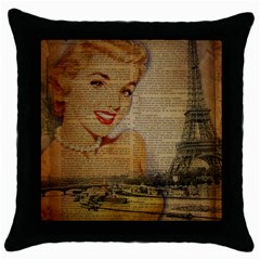 Yellow Dress Blonde Beauty   Black Throw Pillow Case by chicelegantboutique