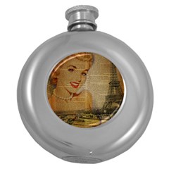 Yellow Dress Blonde Beauty   Hip Flask (round) by chicelegantboutique