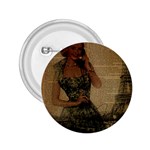 Retro Telephone Lady Vintage Newspaper Print Pin Up Girl Paris Eiffel Tower 2.25  Button Front