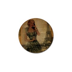 Retro Telephone Lady Vintage Newspaper Print Pin Up Girl Paris Eiffel Tower Golf Ball Marker 4 Pack by chicelegantboutique