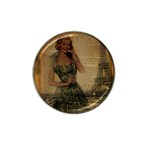 Retro Telephone Lady Vintage Newspaper Print Pin Up Girl Paris Eiffel Tower Golf Ball Marker (for Hat Clip) Front