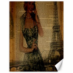 Retro Telephone Lady Vintage Newspaper Print Pin Up Girl Paris Eiffel Tower Canvas 12  X 16  (unframed)