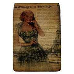 Retro Telephone Lady Vintage Newspaper Print Pin Up Girl Paris Eiffel Tower Removable Flap Cover (small)