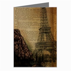 Elegant Evening Gown Lady Vintage Newspaper Print Pin Up Girl Paris Eiffel Tower Greeting Card by chicelegantboutique