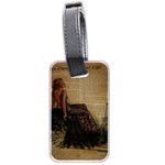 Elegant Evening Gown Lady Vintage Newspaper Print Pin Up Girl Paris Eiffel Tower Luggage Tag (Two Sides) Back