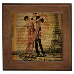 Vintage Paris Eiffel Tower Elegant Dancing Waltz Dance Couple  Framed Ceramic Tile by chicelegantboutique