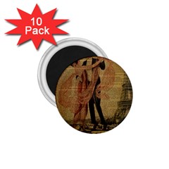 Vintage Paris Eiffel Tower Elegant Dancing Waltz Dance Couple  1 75  Button Magnet (10 Pack)