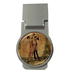 Vintage Paris Eiffel Tower Elegant Dancing Waltz Dance Couple  Money Clip (round) by chicelegantboutique