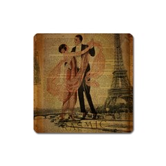 Vintage Paris Eiffel Tower Elegant Dancing Waltz Dance Couple  Magnet (square)