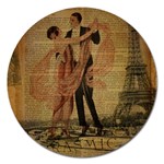 Vintage Paris Eiffel Tower Elegant Dancing Waltz Dance Couple  Magnet 5  (Round) Front